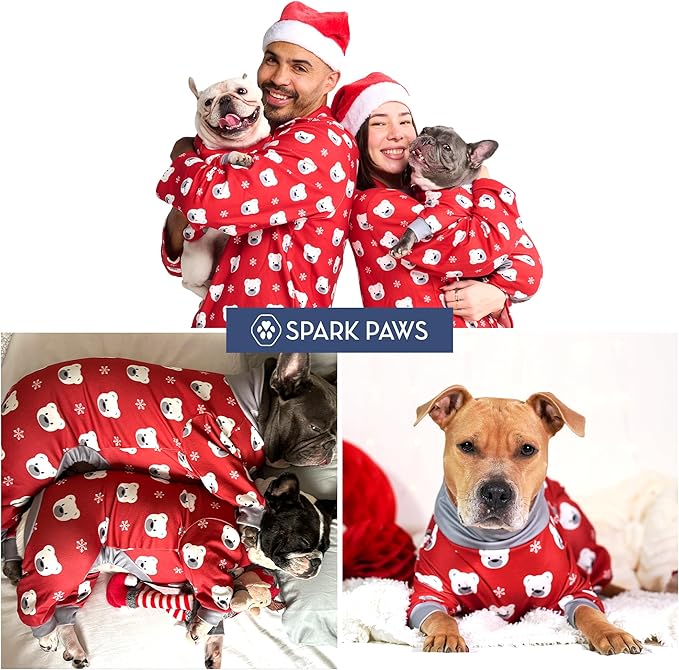 Spark Paws Dog Christmas Pajama, Dog Recovery Suit Male, Onesie, Ultra-Soft and 4-Way Stretch, for Small Medium and Large Breeds - Polar Bear - 4XL