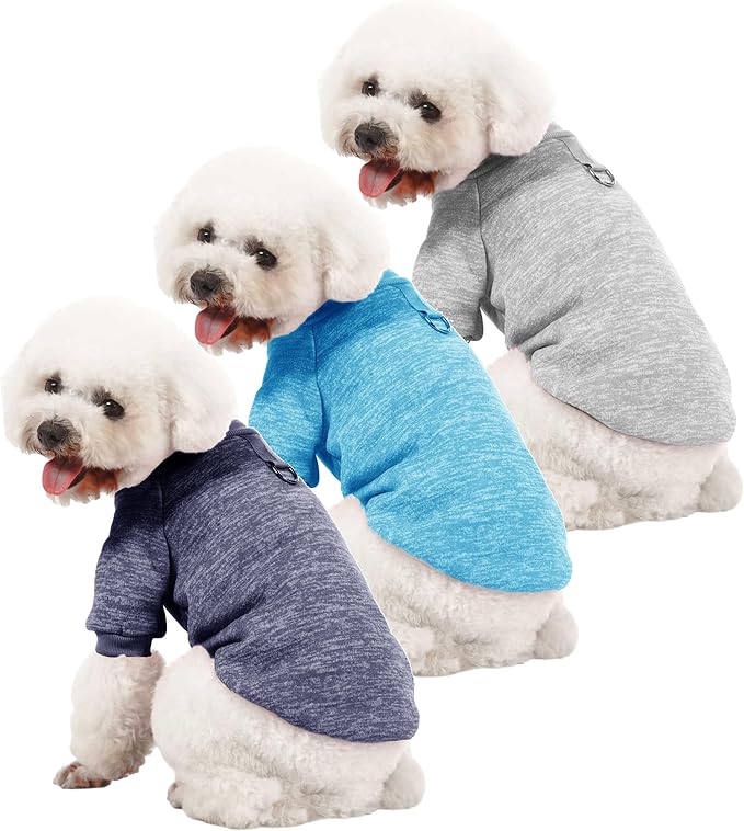 Dog Sweater, Sweaters for Small Dogs, 2, 3 Pack Warm Soft Pet Clothes for Puppy, Medium Large Cat, Dogs Girl or Boy, Dog Shirt for Winter Christmas (Buckle Grey+Navy+Blue, X-Large)