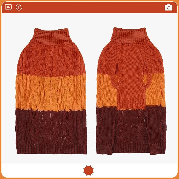 EXPAWLORER Dog Sweater - Small Dogs Fall Sweaters for Girls Boys,Classic Turtleneck Knitwear Dog Clothes for Cold Weather, Cable Knit Dogs Outfit,Coat,Pet Apparel (Orange,Medium)