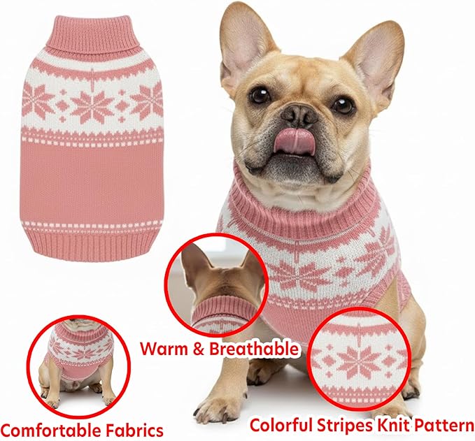 Grewear Colorful Stripes Pattern Pets Knit Sweater, Warm Comfortable Knit Sweater for Pets, Soft Cozy Winter Pet Clothes, Stylish Multi-Colored Sweater for Dogs & Cats Pink XXL
