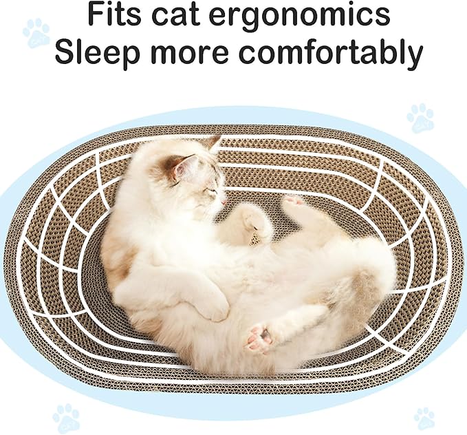 UUig Cat Scratcher, 2pcs-23.6x14.9 inches Large Cat Scratching Board, Cardboard Cat Scratchers for Indoor Cats, Oval Cat Scratch Pad Bed with Catnip