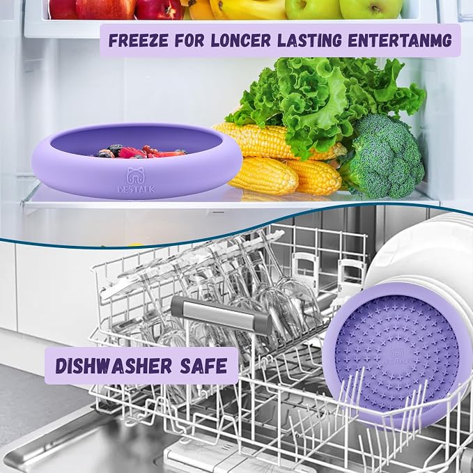 Dog Lick Bowl, Bestalk Anxiety Relief Slow Feeder Dog Lick Mat Treat Dispenser, Non-Slip Dogs Licking Bowl Enrichment Toys, BPA Free Silicone, Dishwasher Safe