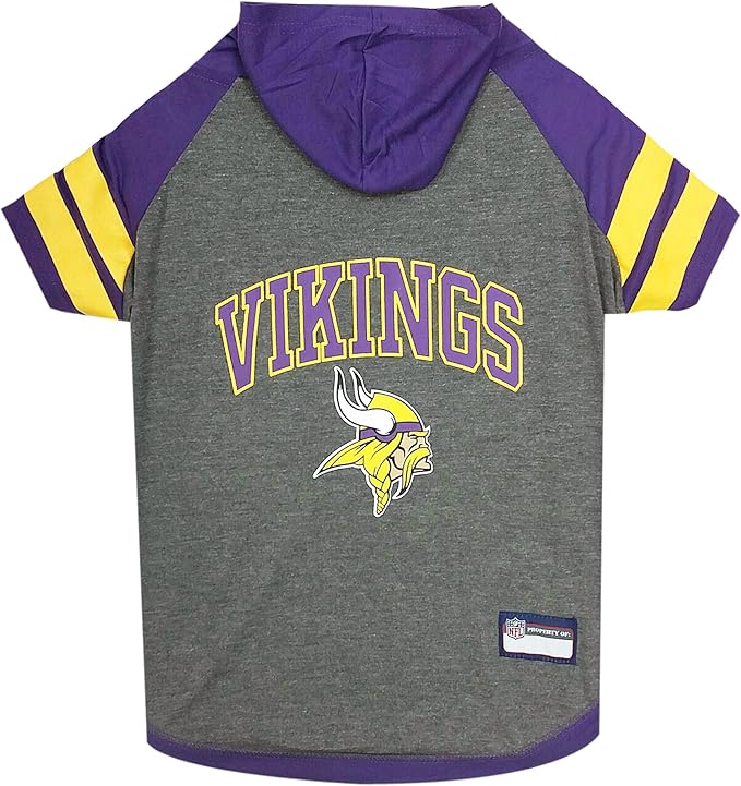 Pets First NFL Minnesota Vikings Hoodie for Dogs & Cats. | NFL Football Licensed Dog Hoody Tee Shirt, X-Small| Sports Hoody T-Shirt for Pets | Licensed Sporty Dog Shirt