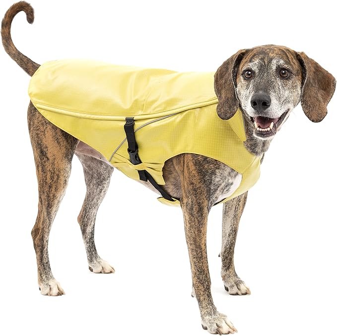 Kurgo Halifax Rain Shell, Dog Raincoat, Waterproof Rain Jacket for Dogs, Pet Poncho, Reflective, Leash Opening, Quick Release Buckles (Slicker Yellow, X-Large)