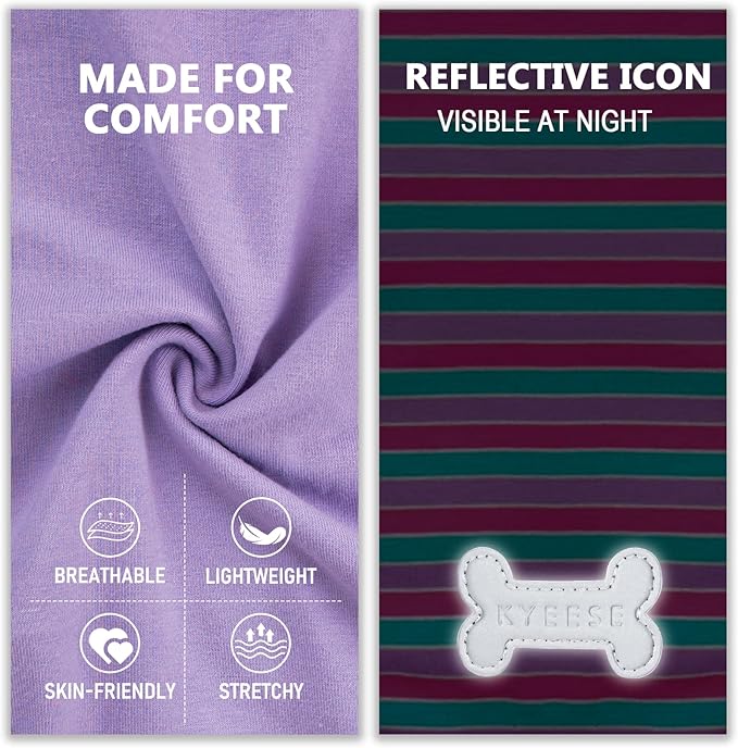 KYEESE 2Pack Dog Shirt, Soft Striped Dogs T Shirts, Lightweight Doggie Tank Top Cat Clothes, Sleeveless Dog Shirt for Small Dogs, Stretchy Pet Vest, Purple+Blue Striped, Medium