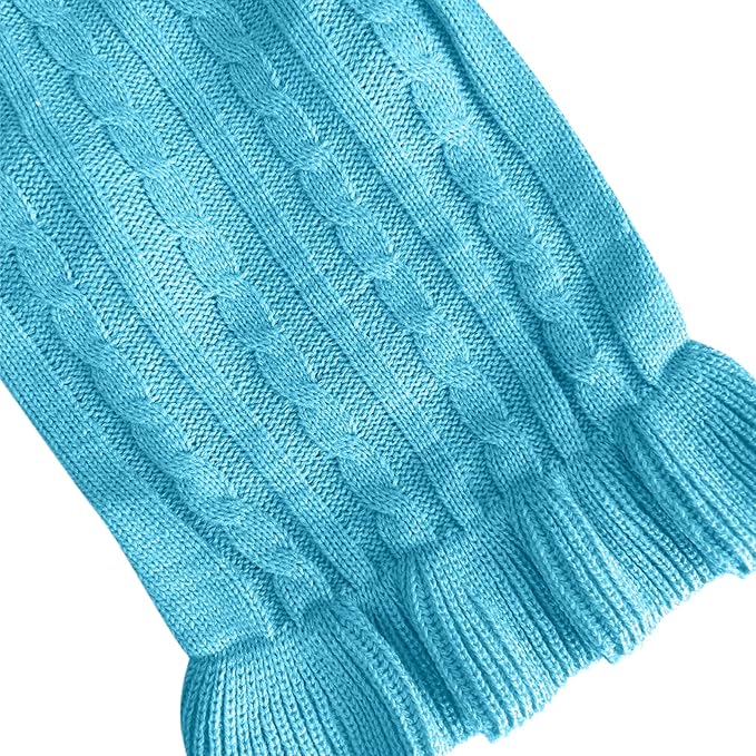 CHBORCHICEN Small Dog Sweaters Knitted Pet Cat Warm Dog Sweatshirt Winter Clothes Kitten Puppy Sweater (S, Dress-Sky Blue)