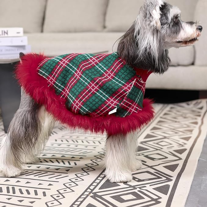 Dog Sweater Cloak, Pearl Cotton Bouclé Yarn Puppy Sweater, Cold Weather Coat Knitwear for Small Dogs, Classic Turtleneck Thick Dog Clothes with Thick Fluff DS-DP01XS