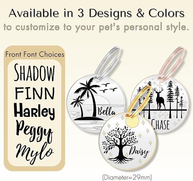 PawFurEver QR Code Dog Tag - Custom Dog Tags/Pet ID Tags for Dogs, Engraved Dog Tag & Pet Tag, Stainless Steel Dog Tags Personalized for Pets (Deer, Gold)