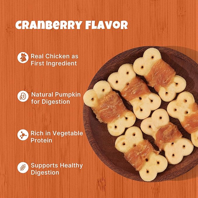 Havira Chicken Wrapped Biscuits Dog Treats, 16oz Training Treats for Dogs Rewards Snacks for Small & Large Breeds, Pumpkin Flavor