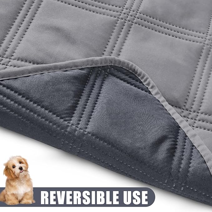 Smiry Waterproof Dog Bed Cover Blanket 68x82, Soft Reversible Pet Blanket, Washable Leakproof Cats Dogs Couch Cover for Sofa, Couch, Furniture, Lattice, Grey/Dark Grey
