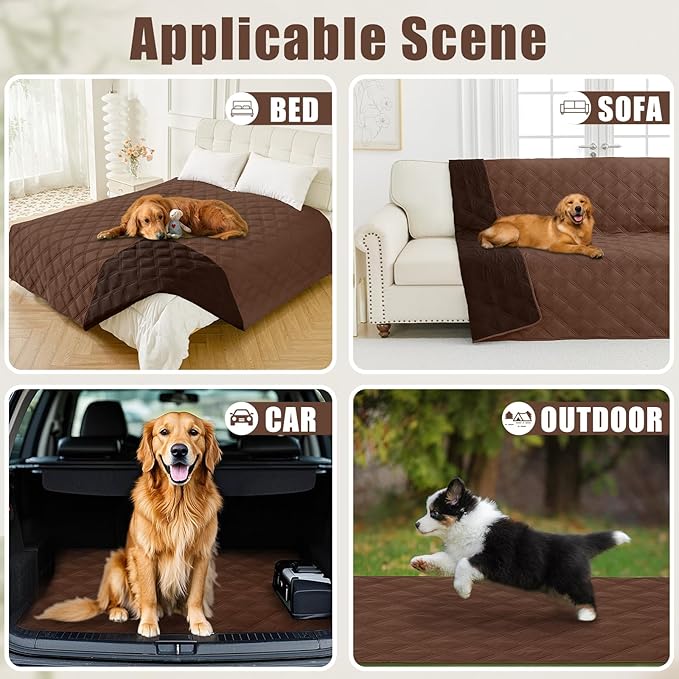 Smiry Waterproof Dog Bed Cover Blanket 68x82, Soft Reversible Pet Blanket, Washable Leakproof Cats Dogs Couch Cover for Sofa, Couch, Furniture, Lattice, Brown/Chocolate