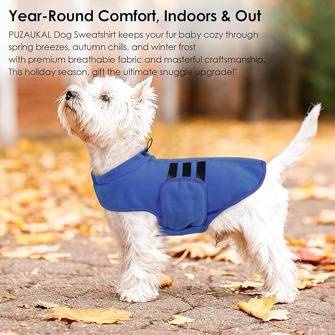 Dog Sweater,Adjustable Dog Sweaters for Small, Medium and Large Dogs Boys Girls, Dachshund Chihuahua Fleece Dogs Sweater(Blue,M)