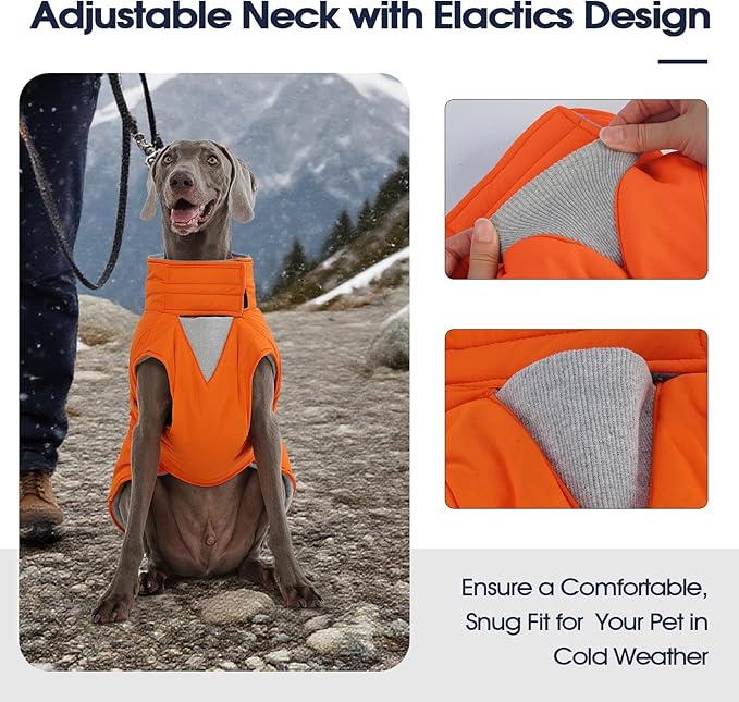 IECOii Dog Jackets for Large Dogs Reflective Vest with Warm Fleece Lining for German, Shepherd, Labrador, Adjustable Pet Coat for Outdoor Waterproof Snow Coats for Walking & Hiking, Pink, Size 2XL