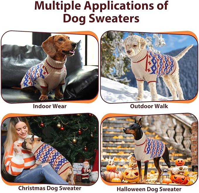 Dog Sweater for Large Dogs, Soft Stretchy Turtleneck Great Dane Sweaters, Dog Christmas Sweater for Better Sleep & Warm Walking on Cold Days, 4XL Dogs Clothes for Fall Winter, Apricot XXXXL