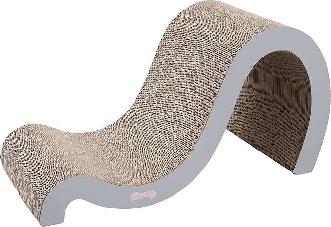 THE LICKER STORE CSR1013E Kona 27" Modern Cardboard Double-Sided Wave Cat Scratcher with Catnip, Fog