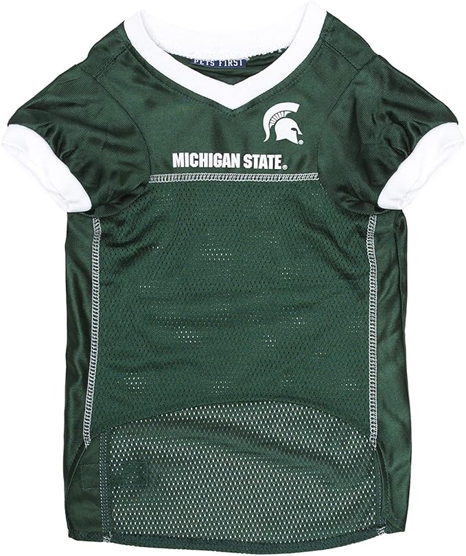 Pets First NCAA College Michigan State Spartans Mesh Jersey for DOGS & CATS, X-Small.Licensed Dog Jersey with your Favorite Football/Basketball College Team