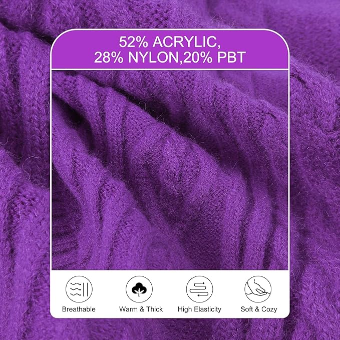 BEAUTYZOO Dog Sweaters for Small Dogs Girl Small Dog Sweater Female Male-Warm Dogs Christmas Sweater,Thick Turtleneck Pullover Pet Clothes Cable Knitwear in Winter for Puppy Chihuahua Yorkie,Purple S