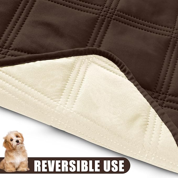 Smiry Waterproof Dog Bed Cover Blanket 40x80, Soft Reversible Pet Blanket, Washable Leakproof Cats Dogs Couch Cover for Sofa, Couch, Furniture, Lattice, Chocolate/Beige