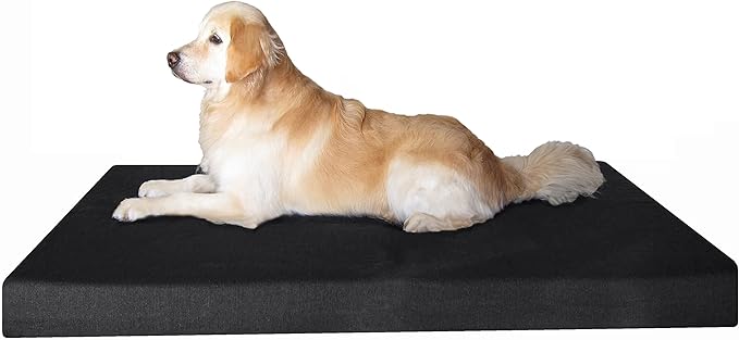 Dogbed4less Extra Large Orthopedic Gel Infused Cooling Memory Foam Dog Bed, Waterproof Liner with Durable Black Canvas Cover, XXL 55X37X4 Inch