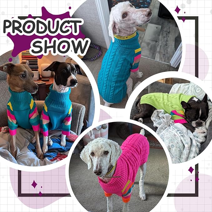 Dog Sweater Warm, Comfy Thick Sweaters for Large Size Dogs Girls Boys, Dog Christmas Sweaters Winter, Turtleneck Knit Sweater for Extra Large Dogs Boxer, Great Dane (Purple XXXXL)