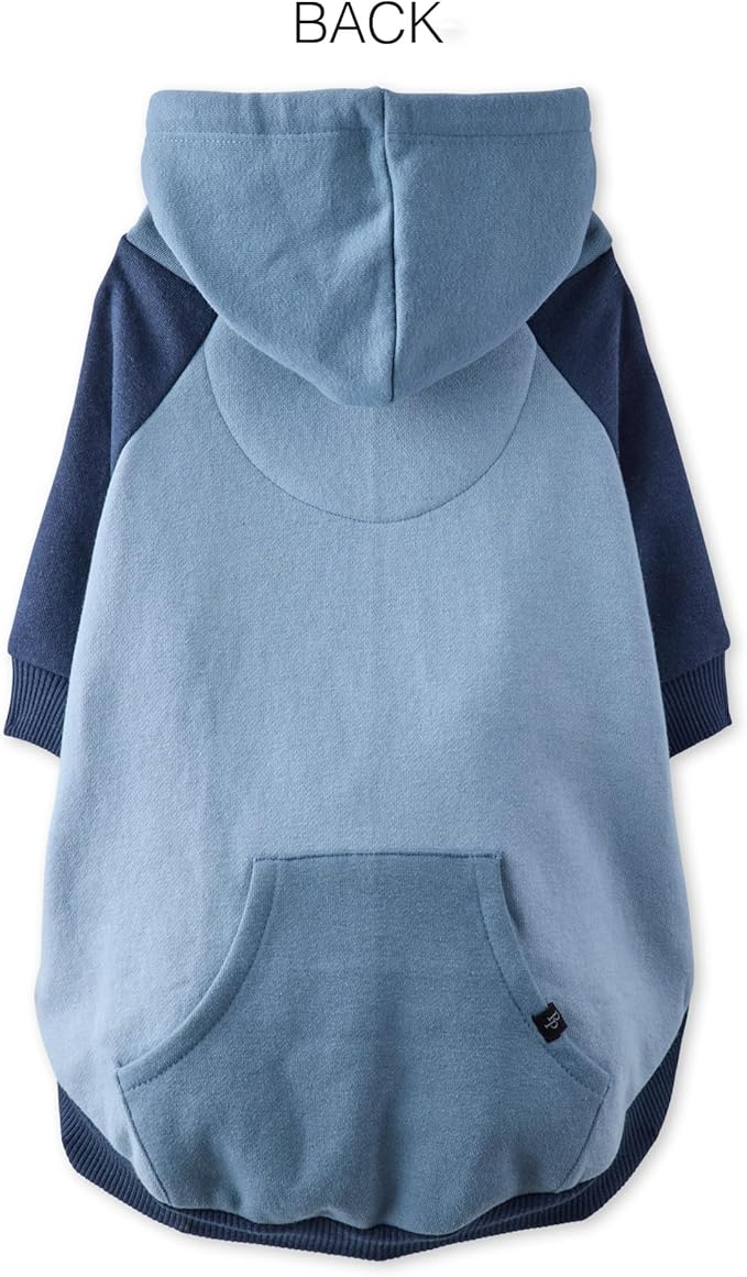 Rocky II - The Extra Comfy Hoodie, Organic Cotton and Recycled Poly Dog Hoodie Pet Coat Sweater for Small, Medium, Large Dogs, Navy Color Block, XXX-Small (up to 5lbs)