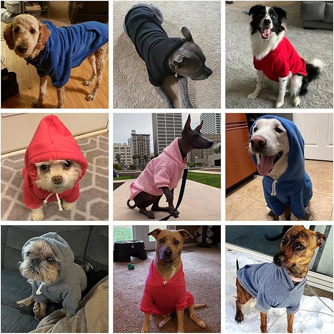 KOOLTAIL Basic Dog Hoodie - Soft and Warm Dog Hoodie Sweater with Leash Hole and Pocket, Pet Winter Coat, Cold Weather Clothes Sweatshirt for Small Medium Large Dogs Puppy Cat Boys Girls XL/XXL