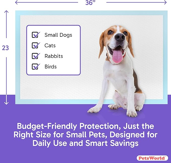 PETSWORLD Puppy Pads, 23x36 Inch, 400 Count - Puppy Pee Pads for Dogs, Tear Resistant, Economy Value, Super-Absorbent Polymer Gel Core, Perfect for Puppies, Smaller Dogs
