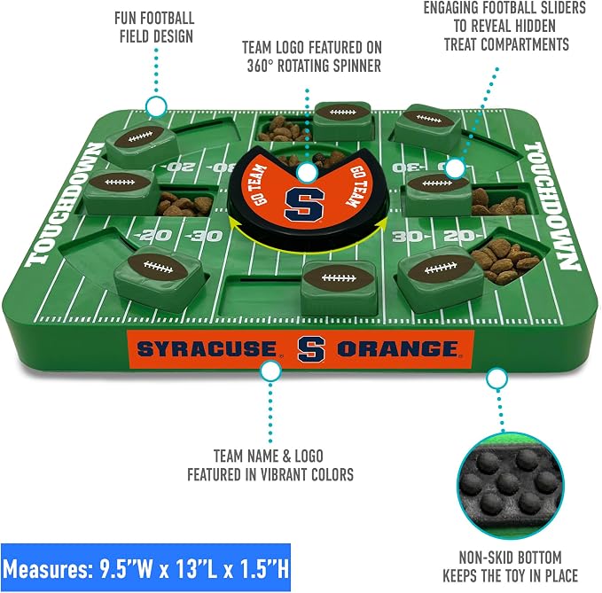 Pets First NCAA Syracuse Large Puzzle Toy, Interactive Treat Toy for Dogs, Slow Feeding Toy, New Large Size