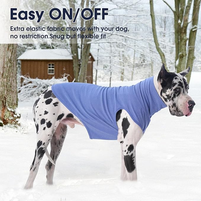IECOii XXXL Dog Sweater - Snug Dog Turtleneck Sweater, Blue,XXX-Large, Warm Christmas Winter Pullover Sweatshirt,Machine Washable Fleece, Extra Stretchy for Extra Large Dogs Like Labrador,Doberman