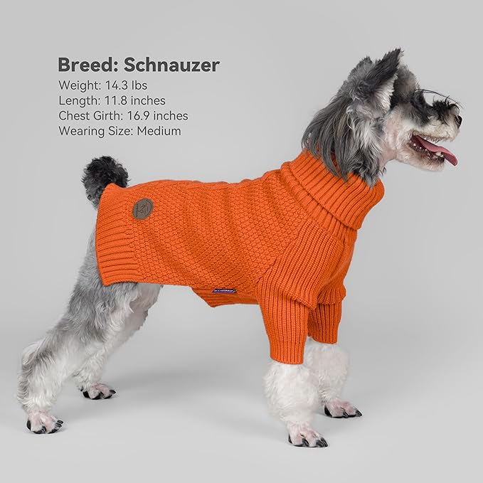 cyeollo 4XL Dog Sweater,Pullover Turtleneck for Large Dogs Classic Knitwear Fall Winter Cold Weather Pet Clothes for Giant Breed Warm Pet Apparel Large Big Dog Sweaters Female, Orange XXXXL