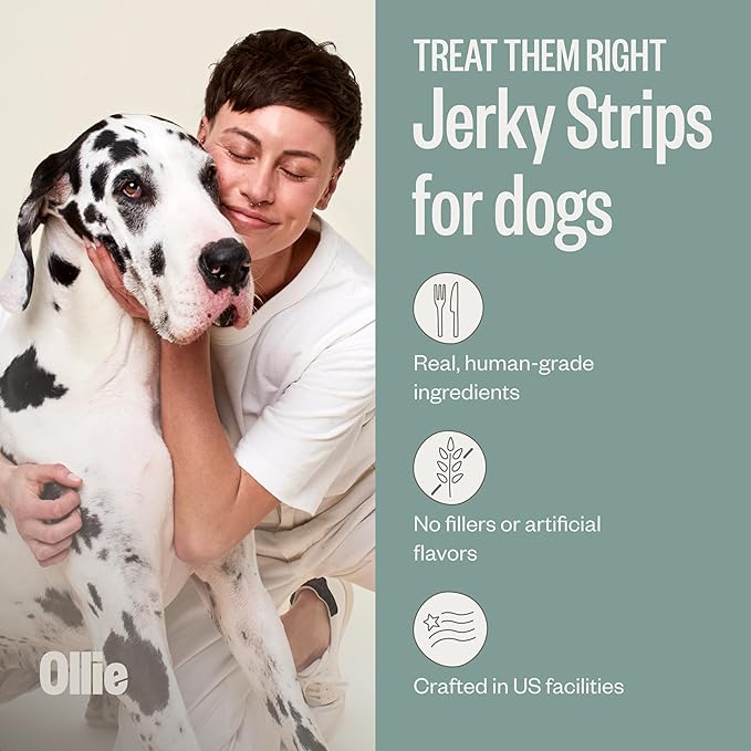Ollie Chicken and Apple Jerky Dog Treats, 5 oz Pack of 3, All Natural, Healthy Snacks, Made with Real Meat, Human Grade, for Dogs
