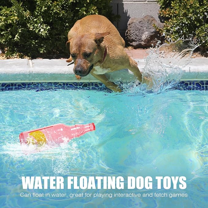 Dog Toy - Floating Fetch Toy with Squeak, Tennis Ball Inside (Single Large)