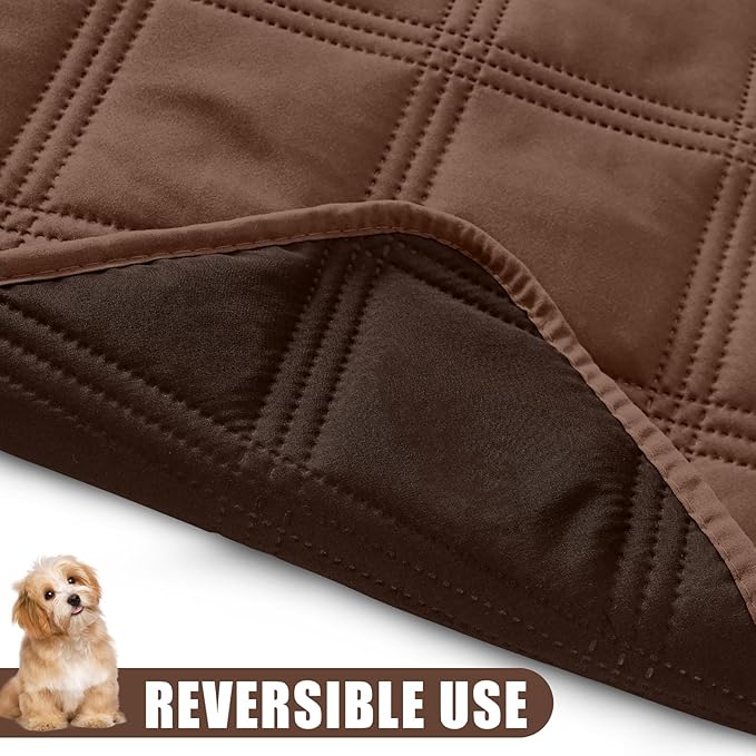 Smiry Waterproof Dog Bed Cover Blanket 40x50, Soft Reversible Pet Blanket, Washable Leakproof Cats Dogs Couch Cover for Sofa, Couch, Furniture, Lattice, Brown/Chocolate