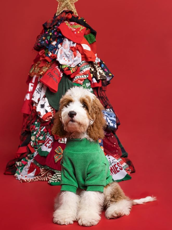 Fitwarm 3 Pack Classic Fleece Dog Sweater, Christmas Dog Winter Clothes for Small Dogs Boy Girl, Holiday Pet Apparel, Burgundy Red, Green, Navy Blue, XS