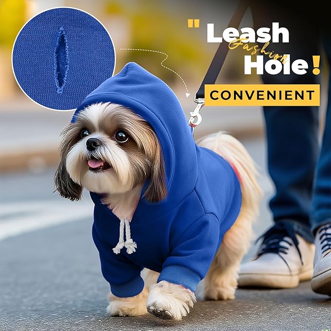 PETCARE Dog Hoodie Sweaters for Small Medium Dogs Cats Cute Soft Warm Fleece Puppy Sweaters Dog Clothes Hoodies Sweatshirt Reflective Fall Winter Chihuahua Yorkie French Bulldog Outfits, Navy