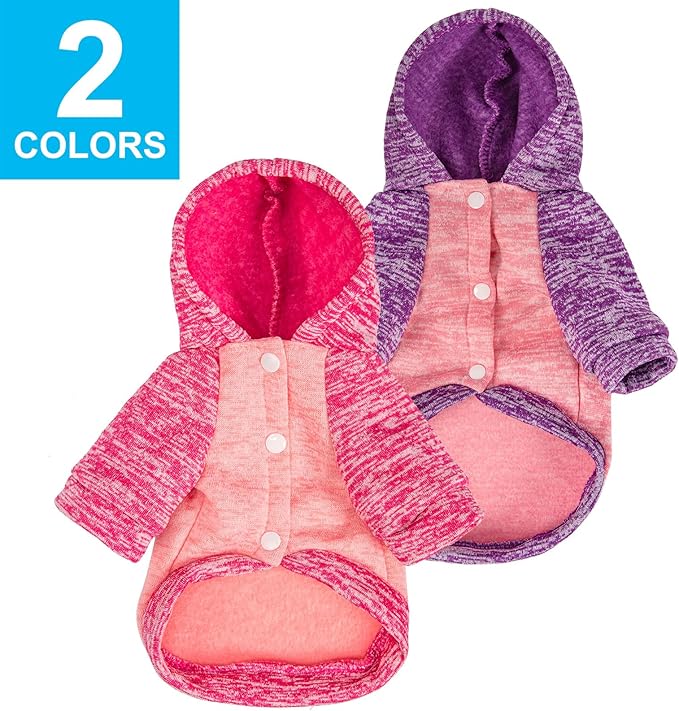 Dog Sweater, Dog Sweaters for Small Dogs, 2, 3 Pack Warm Soft Pet Clothes for Puppy, Medium Large Cat, Dogs Girl or Boy, Dog Shirt for Winter Christmas (Hoodie Pink,Purple+Pink,Rose, XX-Small)