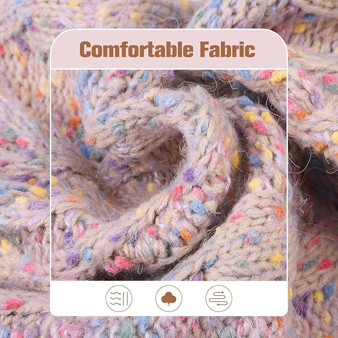BEAUTYZOO Cable Knit Small Dog Sweater, Color Block with Fuzzy Thread Knitted Turtleneck Dog Knitwear with Dots in a Variety of Colors for Small Medium Dogs Fall Winter Dog Clothes, SM Beige