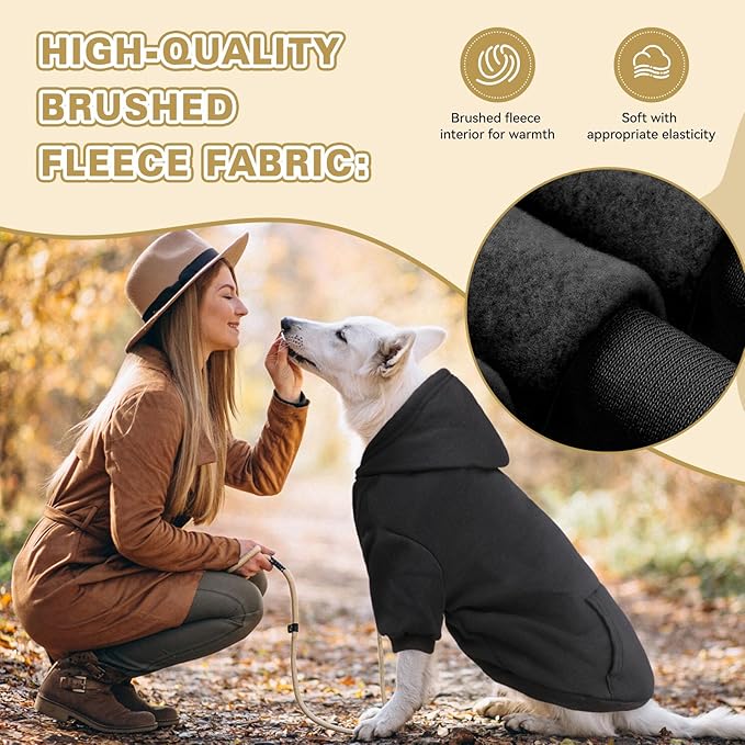 Dog Sweaters for Small Dogs Dog Hoodie Fleece Soft Clothes Sweatshirt with Pocket Hoodie for Small Dogs Puppy Sweater(Black&S)