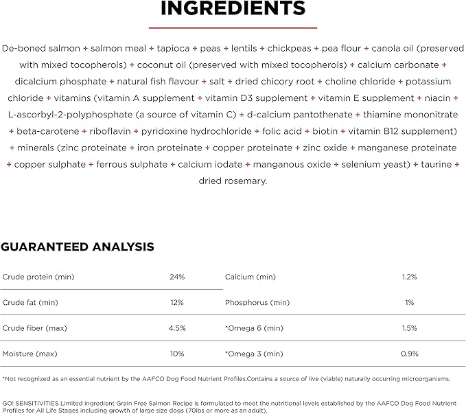 Go! Solutions Sensitivities Limited Ingredient Salmon Grain-Free Dry Dog Food, Chicken-Free Kibble Made by Experts for Sensitive Stomachs & Food Allergies, for Puppies, Adults, & Seniors, 22 lb Bag