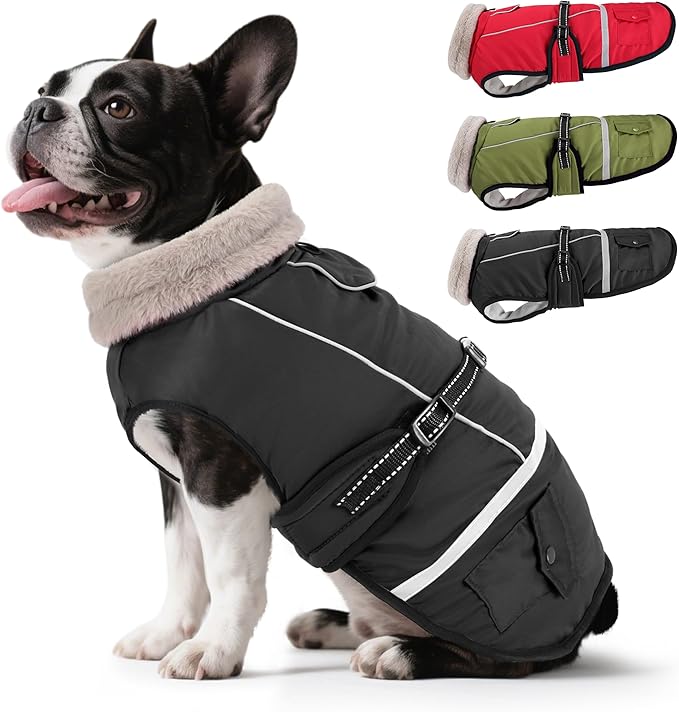 Dog Coat, Warm Dog Winter Coat Reflective Jacket Waterproof Fleece Vest, Pet Jacket Cozy for Cold Weather, Dogs Snowsuit Windproof, Adjustable Buckle for Small Dogs