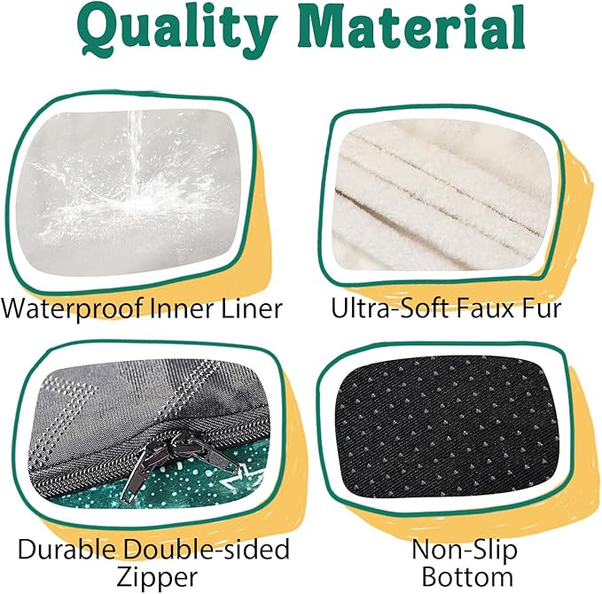 Christmas Washable Orthopedic Large Dog Bed - Removable Orthopedic Foam Pet Couches with Bolsters Waterproof Large Dog Bed and Non-Slip Bottom Extra Large Pet Sofa - Green