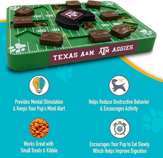 Pets First NCAA Texas A&M Aggies Puzzle Toy, Puzzle Treat Dog Toy, Interactive Dog Treat Toy, Dog Puzzle Feeding Slow Toy