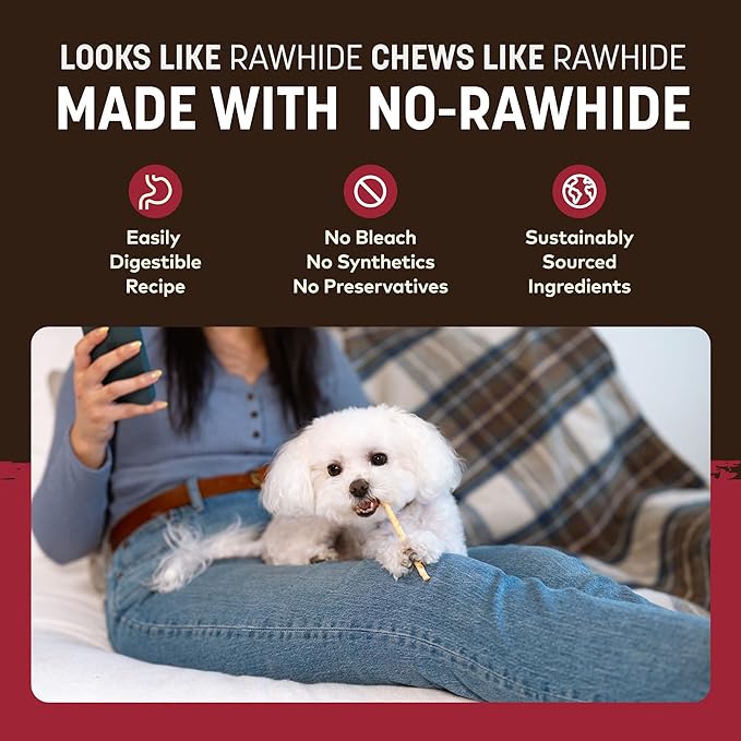 Earth Animal No Hide Stix - Long Lasting Rawhide Free Small Dog Chews Sticks, Beef - 80 Count Extra Value Pack