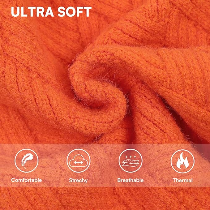 KOESON Extra Large Dog Sweater, Warm Soft XL Dog Sweater, Turtleneck Big Sweater for Large Dogs Girls and Boys, Cable Knitted Pet Knitwear with Sleeves for Fall, Winter and Spring, Orange, XLarge