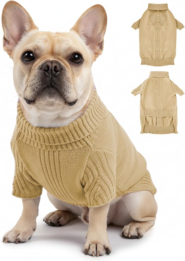 Dog Sweaters for Small Medium Large Dog, Classic Turtleneck Pet Clothes Warm Thermal Doggy Winter Coat, Thick Double Knitting Collar Pullover Cold Weather Puppy Jacket for Indoor & Outdoor Wear
