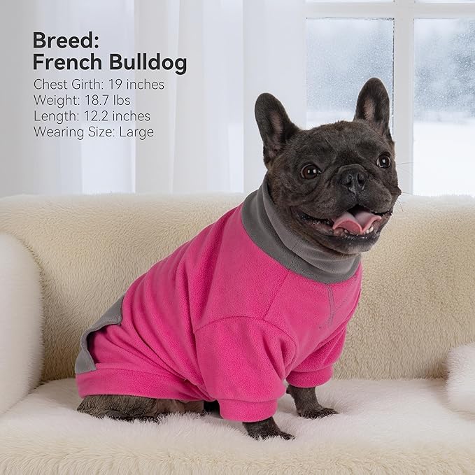 cyeollo 2 Pack Fleece Dog Sweater, Warm Turtleneck Winter Sweater for Medium Dogs Boy Girl Soft Stretchy Doggie Sweatshirt Pet Dog Clothes with Sleeves, Pink & Fuschia XL