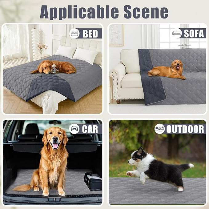 Smiry Waterproof Dog Bed Cover Blanket 82x82, Soft Reversible Pet Blanket, Washable Leakproof Cats Dogs Couch Cover for Sofa, Couch, Furniture, Lattice, Grey/Dark Grey