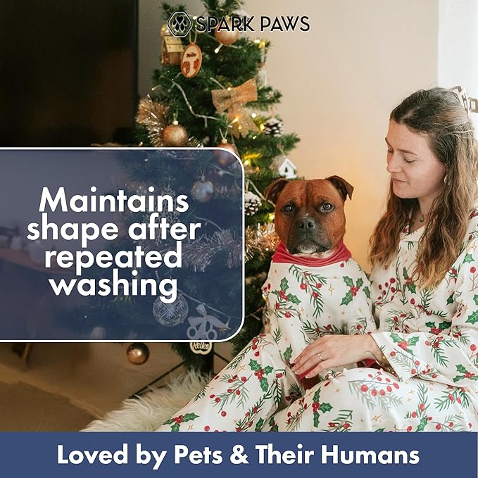 Spark Paws Dog Christmas Pajama, Dog Recovery Suit Male, Onesie, Ultra-Soft and 4-Way Stretch, for Small Medium and Large Breeds - Mistletoe - 3XL