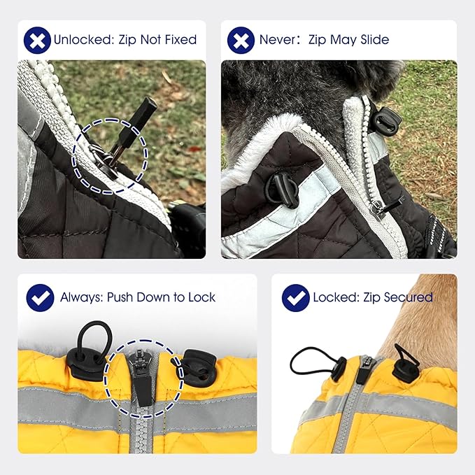 FUAMEY Dog Coat for Large Dogs,Waterproof Dog Winter Jacket with Harness Built in Puppy Cold Weather Coats Reflective Pet Vest with Zipper Warm Fleece Dogs Snowsuit Windproof Green XXXL