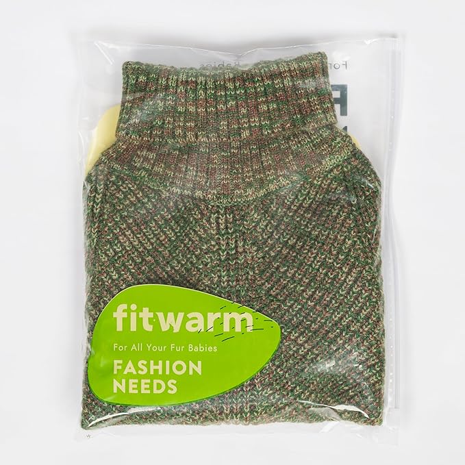 Fitwarm Knitted Turtleneck Dog Sweater, Thermal Dog Winter Clothes for Small Dogs Boy Girl, Holiday Pet Outfit, Heather Green, XXL